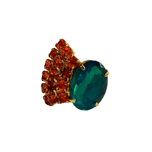 Upcycled Vintage Emerald + Orange Ring - The Feel